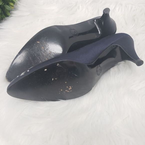 Vintage St. John Studded Bling Pointy Toe Satiny Heels Size 8.5 AAA - Picture 9 of 10